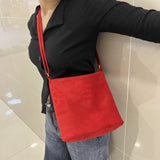Weiyinxing New Korean Minority Fashion Commuter Bag Embroidered Velvet One-Shoulder Bag Bucket Bag Tote Handbag Leisure