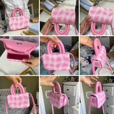Weiyinxing And Summer 2024 New Handbag Women's Fashion Handbag Oblique Arm Bag Pink Plaid Pottery Bag High Quality Bag