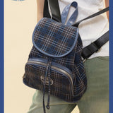 Weiyinxing Retro Blue Checkered Classic Universal Commuter Students' Large-Capacity Backpacks