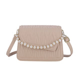 Weiyinxing Minority Bag Women's Bag 2024 New Chaoqiu High-Grade Wrinkle One-Shoulder Bag Pearl Handbag Oblique Bag