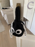 Weiyinxing Women Korean Version Of The East Gate Hot Hairy Bucket Bag Handbag Big Eyes Lovely Autumn And Winter Women's Bag Tide