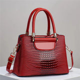 Weiyinxing Chen Female Bag] Bright Leather Stone Grain Bucket Bag 2024 New Handbag Large Capacity Women's Shoulder Bag