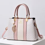 Weiyinxing Chen Female Bag] 2024 Spring / Summer New Fashion Handbag Middle-Aged Large Capacity Spell Color One-Shoulder Cross-Body Bag Tide
