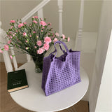 Weiyinxing Female Korean Version Spring And Summer Woven Bag Large Volume Tot Bag Shopping Bag Waffle Hand-Woven Hollowed-Out Handbag