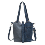 Weiyinxing New Denim, Vegetable Basket, Bucket Bag, Simple Leisure Color Pocket, Handbag, Handbag, Casual Cloth