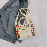 Weiyinxing Gentlewoman Niche Design Canvas Bag 2024 New Color Letter Single Shoulder Cross-Body Bag