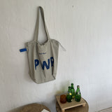 Weiyinxing Bag Women's One-Shoulder Rope Drawing Design Large Bag Letter Printed Nylon Retro Leisure Bucket Bag