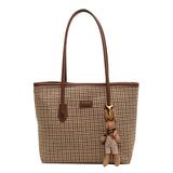 Weiyinxing Large-Capacity Plaid Bag Female 2024 New Fashionable Commuter Style One-Shoulder Bag Todd Bucket Bag