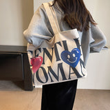 Weiyinxing Woman Full Print Letter Printed Canvas Bag 2024 New Love Mommy Shopping Bag Single Shoulder Bag