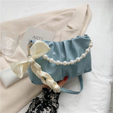 Weiyinxing Sense Pearl Pleated Cloud Armpit Bag Niche Bag Female 2024 New Summer Versatile One-Shoulder Handbag