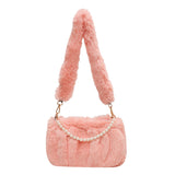 Weiyinxing New Winter Plush Leisure Bag Girls Sweet Pearl Handbag Girls Minority One-Shoulder Armpit Bag