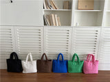 Weiyinxing Women's Bags Korean Version Of The New Minority Design Down Handbags Square Bags With Vertical Patterns In Autumn And Winter Large-Capacity Handbags