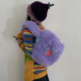 Weiyinxing Little Monster Cartoon Plush Bag Large-Capacity Female Student One-Shoulder Handbag Tote Bag Gift Ins Style