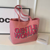 Weiyinxing Gentlewoman Large Letter Print Canvas Bag 2024 New Textured Casual Hand Single Shoulder Bag