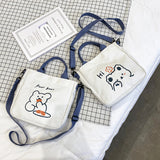 Weiyinxing Canvas Bag Lovely Cartoon One-Shoulder Bag For Students Leisure Slung Tutorial Bag Large-Capacity Handbag