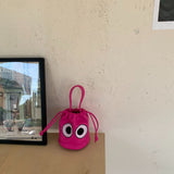 Weiyinxing Spring Style Women's Bucket Korean Version Pu Bucket Handbag Big Eyes Lovely One-Shoulder Straddling Women's Bag