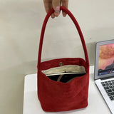 Weiyinxing New Korean Minority Fashion Commuter Bag Embroidered Velvet One-Shoulder Bag Bucket Bag Tote Handbag Leisure