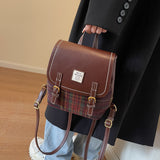 Weiyinxing And Winter Woolen Bag Female 2024 New Backpack Fashion Plaid Hand Bag College Students Popular Small Backpack