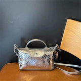 Weiyinxing Women's Bag New 2024 Cracked Dumplings High-Grade One-Shoulder Minority Silver Handbag