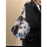 Weiyinxing Individual Wool Bag 2024 New Ink Retro One-Shoulder Oblique Straddle Bag Underarm Bag Large-Capacity Handbag Woman