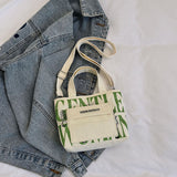 Weiyinxing Gentlewoman Niche Design Canvas Bag 2024 New Color Letter Single Shoulder Cross-Body Bag