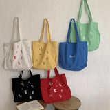 Weiyinxing Women's One-Shoulder Double-Sided Letter Printed Canvas Bag Todd Handbag Simple Leisure Student Bag