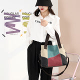 Weiyinxing Fashion Women's Bag Bump Color Canvas Bag Female Large Capacity Retro Collision Color Splicing Cloth Bag New One Shoulder Handbag