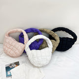 Weiyinxing Pleated Bag Cloud Bag Small Plaid Down Cotton Suit Bag 2024 New Hand Bag Fashion Handbag
