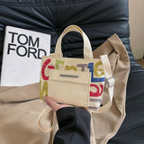 Weiyinxing Gentlewoman Niche Design Canvas Bag 2024 New Color Letter Single Shoulder Cross-Body Bag
