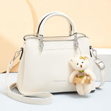 Weiyinxing Handbag Women 2024 New Casual Women's Shoulder Bag Large Capacity Soft Leather Multi-Layer Bear Pendant Women's Bag