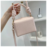Weiyinxing Red Square Box Bag 2024 On The New Vertical Stripe Embroidery Line Small Wind Handbag Fashion Shoulder Bag