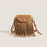 Weiyinxing Design Women's Bag 2024 New Vintage Tassel Bag Simple Square Bag With One Shoulder Slung