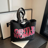 Weiyinxing Gentlewoman Large Letter Print Canvas Bag 2024 New Textured Casual Hand Single Shoulder Bag