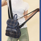 Weiyinxing Retro Blue Checkered Classic Universal Commuter Students' Large-Capacity Backpacks
