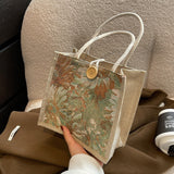 Weiyinxing Korean Version Handbag Bag Female Fashion Linen Carry Rice Bag New Ins Canvas Hand Carry Lunch Box Bag