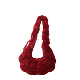 Weiyinxing Version Kosong Niujiao Plush Fold Cloud Bag Autumn And Winter New One-Shoulder Bag Women's Fashionable Plush Bag