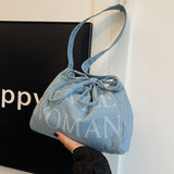 Weiyinxing Canvas Bag Bag Female 2024 New Tide Gentlewoman Texture Draw Rope Dumplings Bag One Shoulder Cross-Body Bag