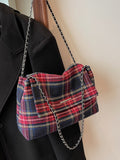 Weiyinxing New Autumn And Winter Style 2024 Vintage Tweed Plaid Tote Women's Bag Is A Wandering Bag, A Handbag Under The Armpit, An Oblique Straddle Bag.