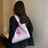 Weiyinxing New 2024 Tott Large-Capacity One-Shoulder Handbag Non-Woven Pink Wave Minority Designer One-Shoulder Bag