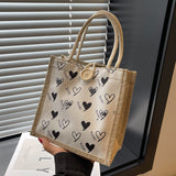Weiyinxing Ins Canvas Handbag 2024 Summer Students Carry Lunch Box Bento Bag Cosmetics Storage Bag