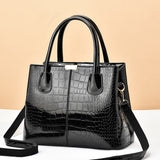 Weiyinxing [Recommended] Bright Leather Handbag 2024 New Stone Grain Simple Women's Bag Large Capacity Single Shoulder Cross-Body Bag