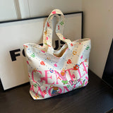 Weiyinxing Woman Full Print Letter Printed Canvas Bag 2024 New Love Mommy Shopping Bag Single Shoulder Bag