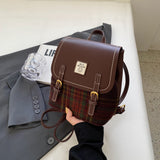 Weiyinxing And Winter Woolen Bag Female 2024 New Backpack Fashion Plaid Hand Bag College Students Popular Small Backpack