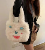 Weiyinxing Little Monster Cartoon Plush Bag Large-Capacity Female Student One-Shoulder Handbag Tote Bag Gift Ins Style