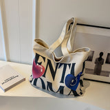 Weiyinxing Woman Full Print Letter Printed Canvas Bag 2024 New Love Mommy Shopping Bag Single Shoulder Bag