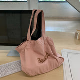 Weiyinxing Women's One-Shoulder Canvas Bag, Printed Large-Capacity Tot Bag, Simple Portable Commuter Bag, Leisure Handbag