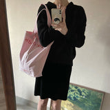 Weiyinxing New Pink Printed Letter Tote Bag Large Capacity Tote Bag Commuter One-Shoulder Handbag Canvas Bag Tide