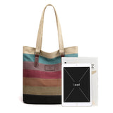 Weiyinxing Capacity Retro Contrast Color Splicing Fabric Bag Simple Fashion Big Bag New Canvas Bag Women's Single Shoulder Stripe Handbag