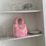 Weiyinxing Korean Version Autumn And Winter One-Shoulder Plush Handbag Simple Pure Color Square Bag Mobile Phone Bag Women's Trend