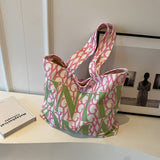 Weiyinxing Woman Full Print Letter Printed Canvas Bag 2024 New Love Mommy Shopping Bag Single Shoulder Bag